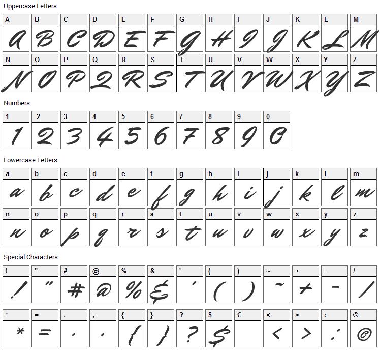 Mr Dafoe Font Character Map