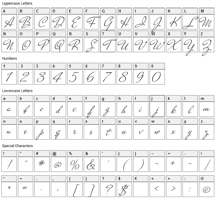 Mr De Haviland Font Character Map