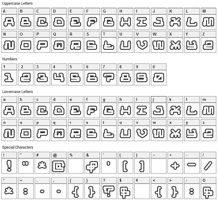 Mr Fuglesang Font Character Map