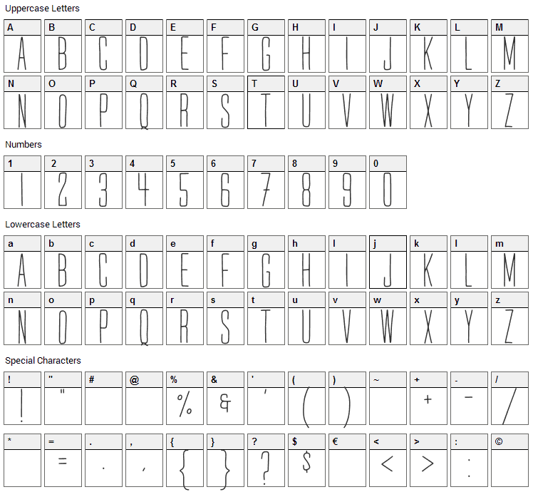 Mr. Quincy Font Character Map