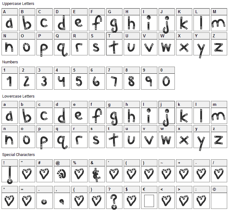 MTF Chunkie Font Character Map