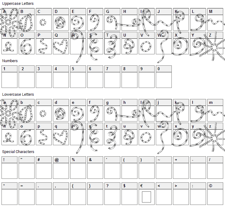 MTF Chunkiedoodle Font Character Map