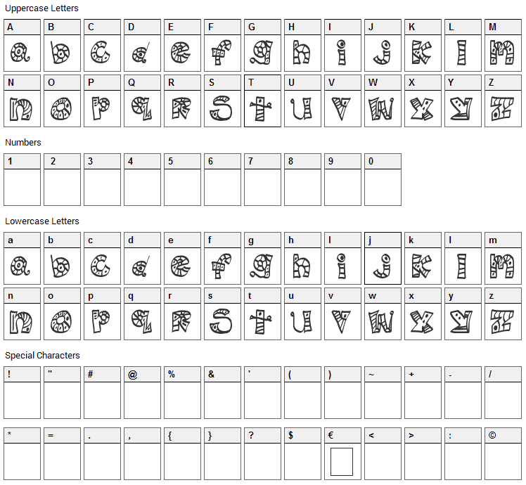MTF Scribblie Font Character Map