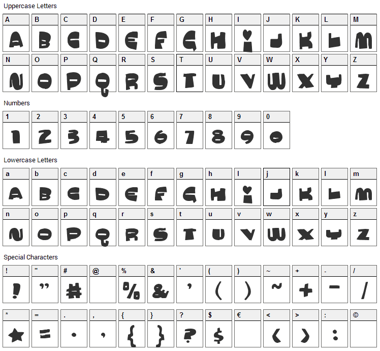 Mucho Macho Font Character Map