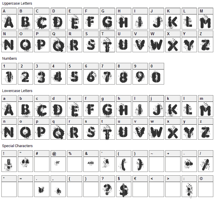 Mudshake 83 Font Character Map