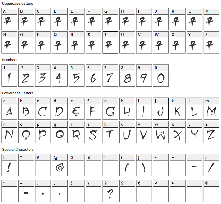 Mummy loves you Font Character Map