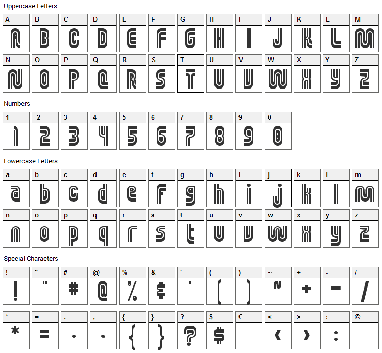 MUNIficent Font Character Map