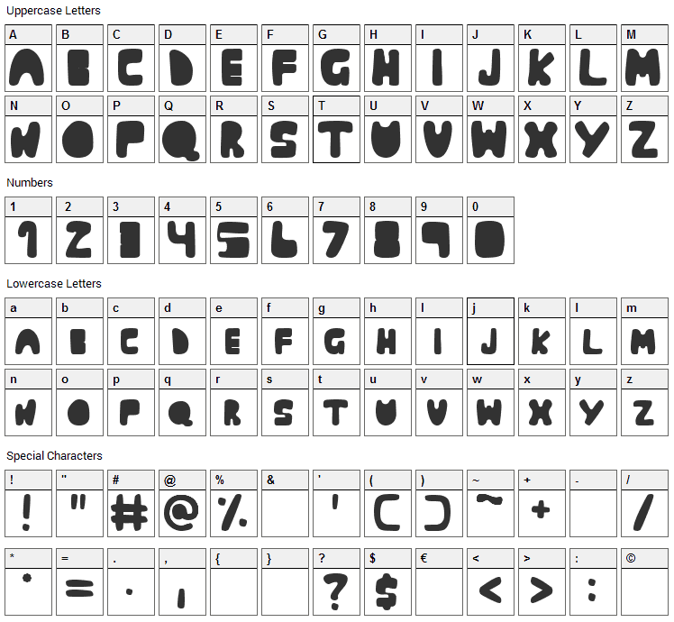 Muringa Font Character Map