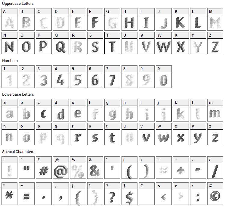 Murrx Font Character Map
