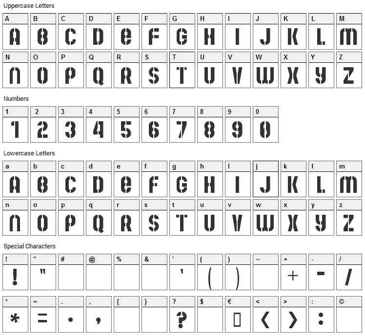 Mute Fruit Font Character Map