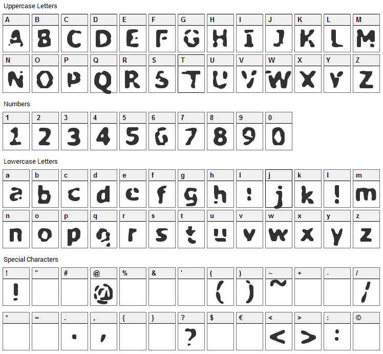 My Biopsy Font Character Map