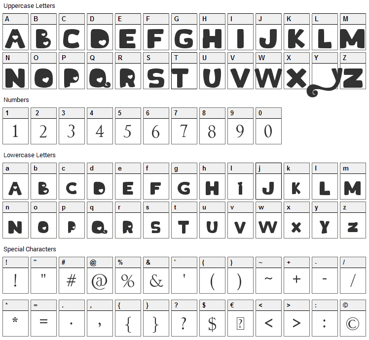 My Little Pony Font Character Map