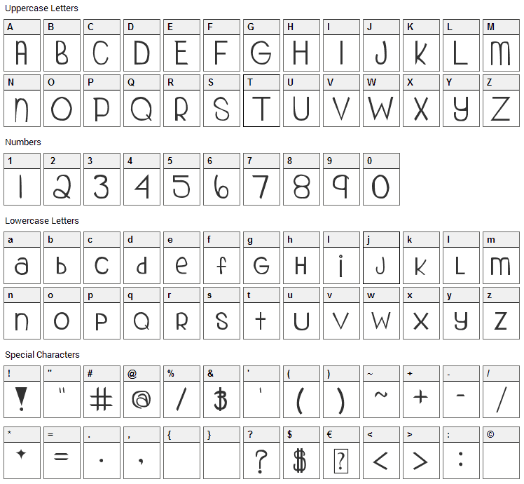 My Organization Font Character Map