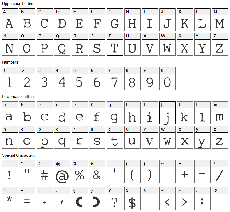 My type of font Font Character Map
