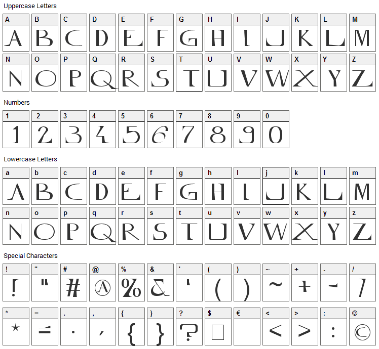 Mylene Farmer Font Character Map