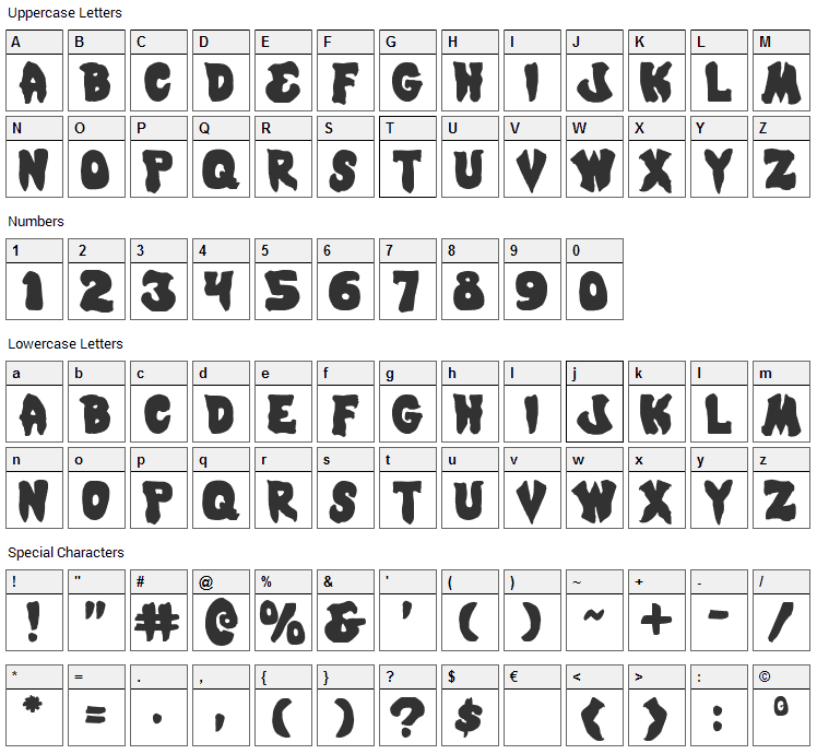 Mystic Singler Font Character Map