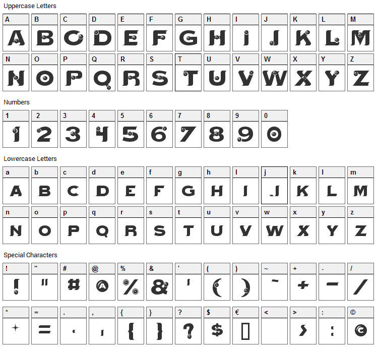 Mystik Orbs Font Character Map