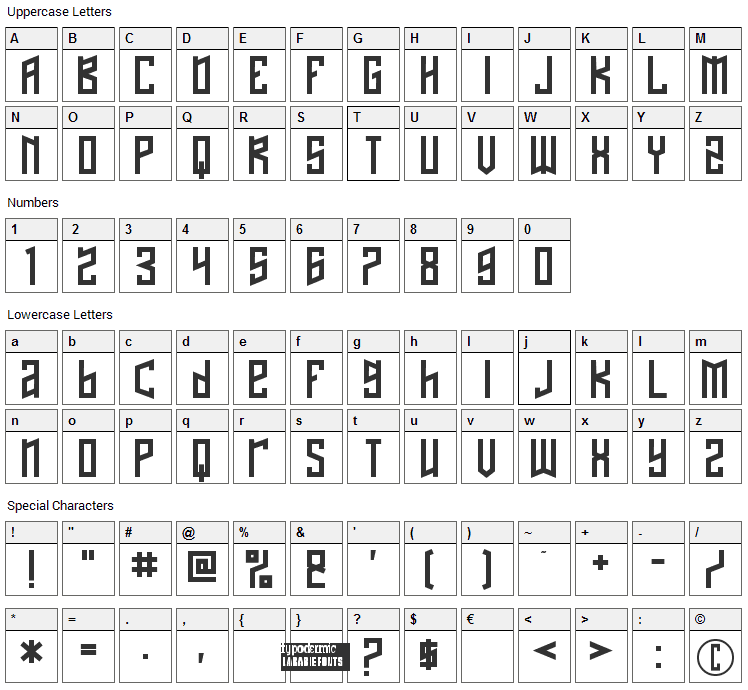 Naftalene Font Character Map