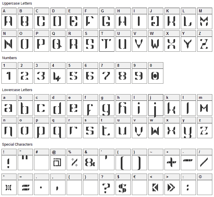 Namaskar Font Character Map