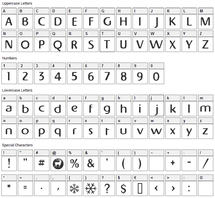 Napapiiri Font Character Map