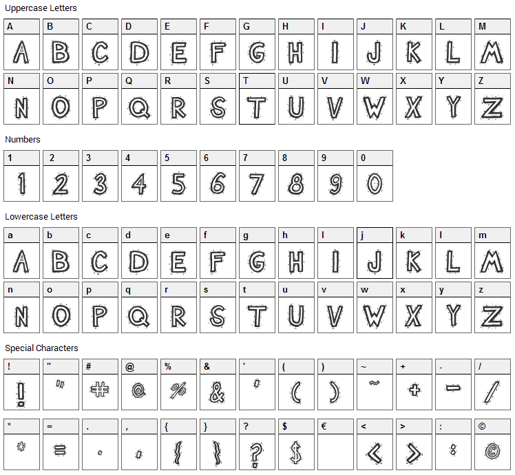 Nash TuckerBlue Font Character Map