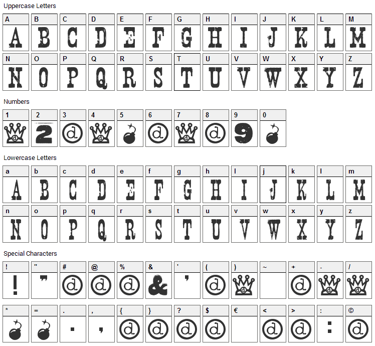 Nashville Font Character Map