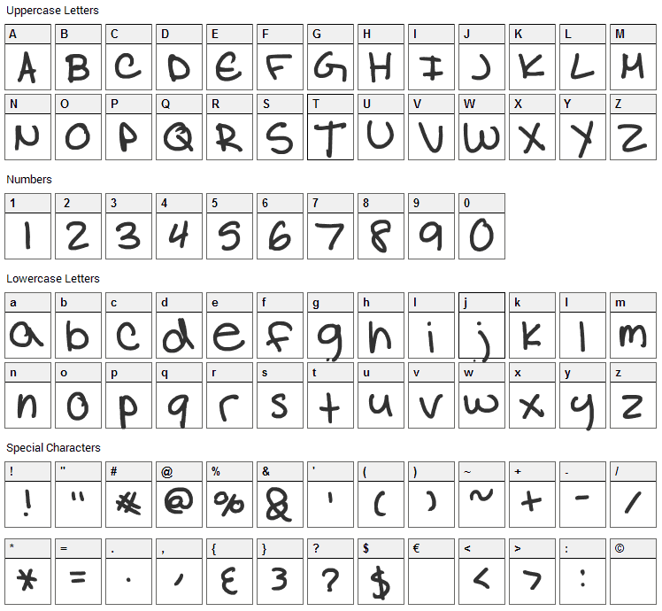 Natalia Colleen Font Character Map