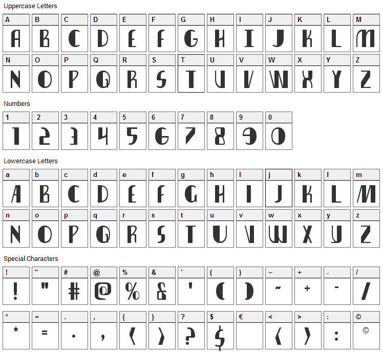 Nathan Brazil Font Character Map