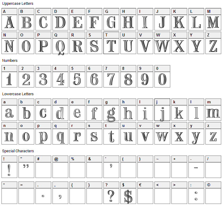 Nauert Font Character Map