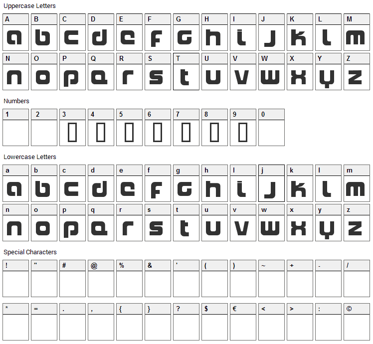 Naxalite Font Character Map