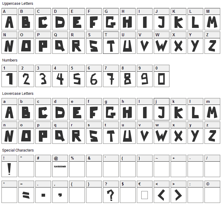 Nb Strange Font Character Map