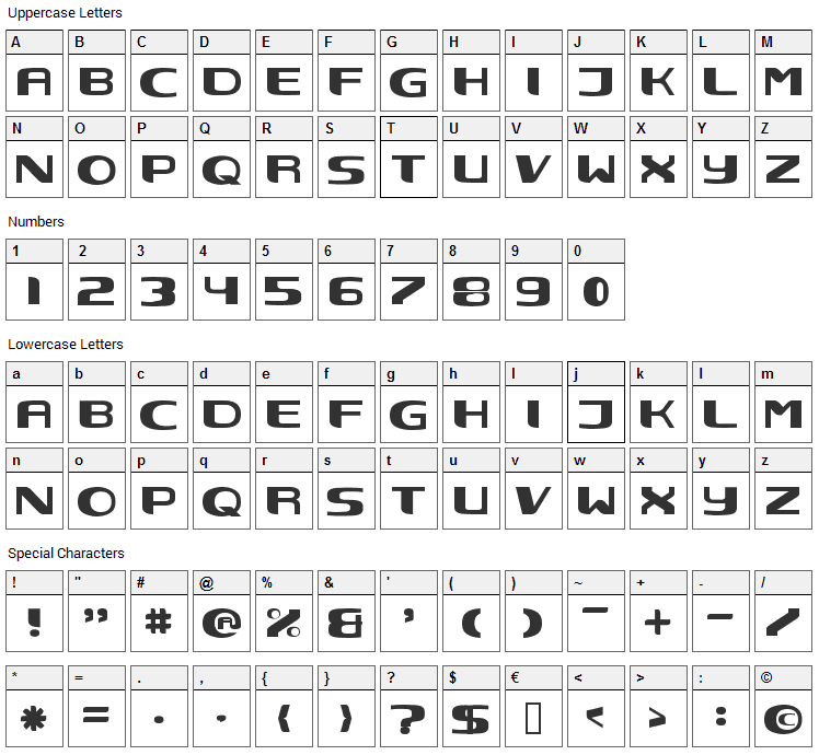 Nec Font Character Map