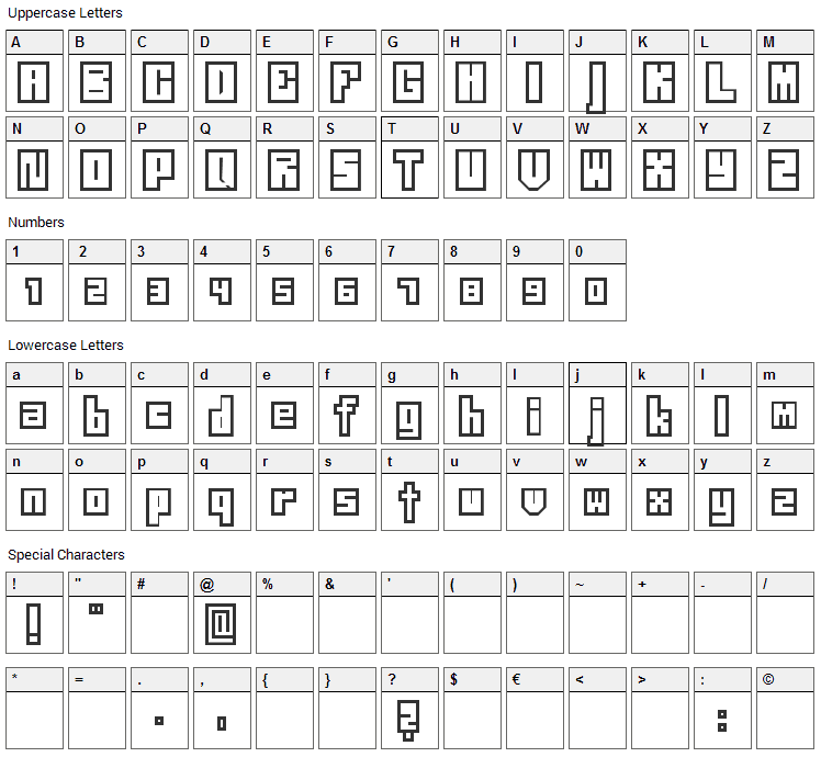 Neistil Font Character Map