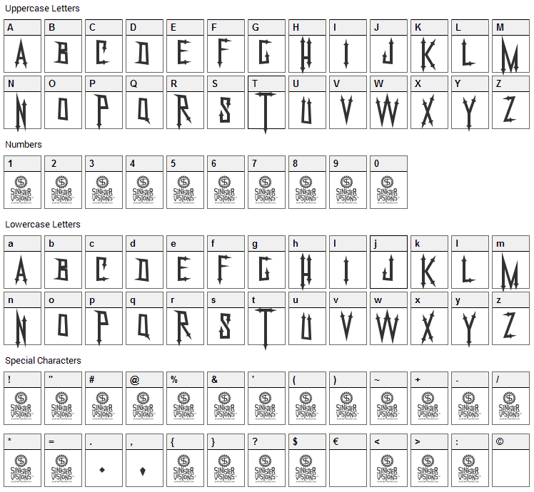 Nekrokids Font Character Map
