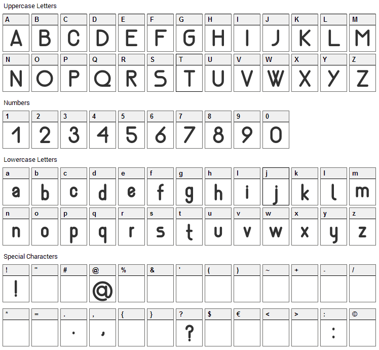 Nemesia Font Character Map