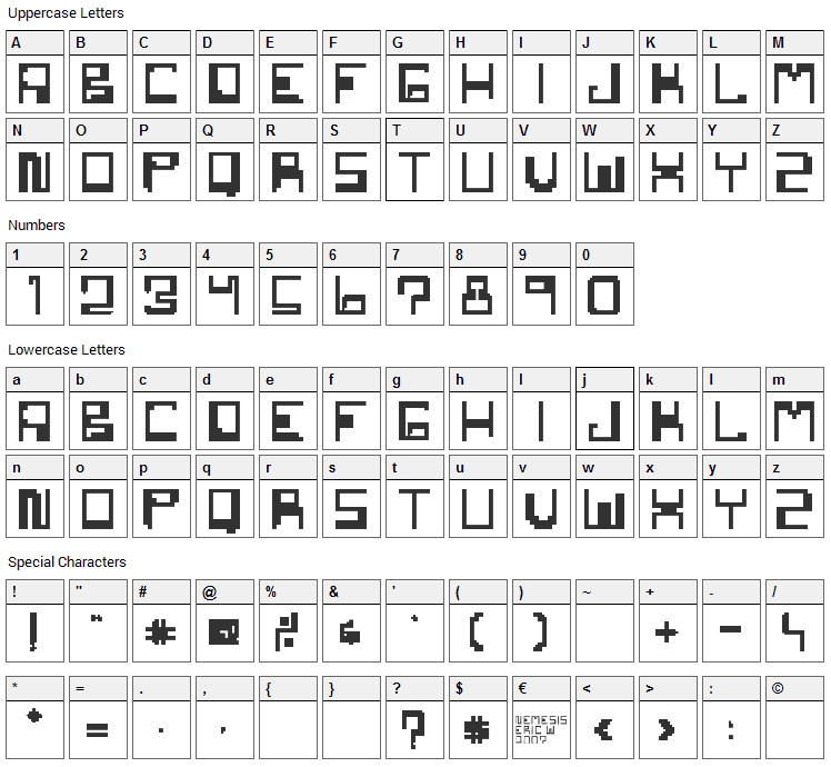 Nemesis Erc 2007 Font Character Map