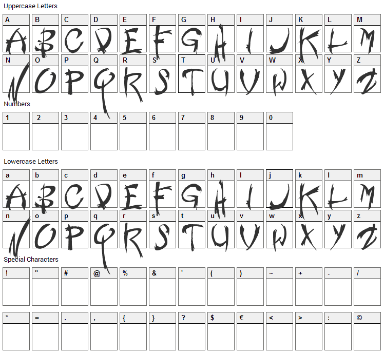 Nemesis Font Character Map