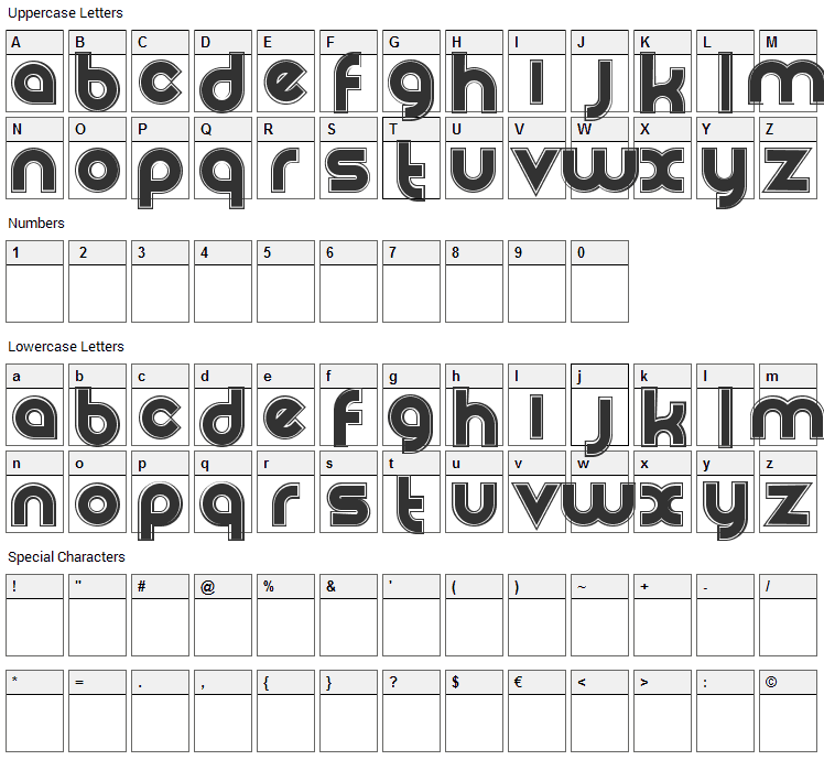 Neon Font Character Map