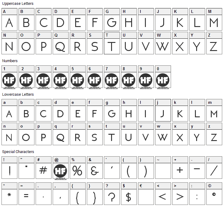 Neoteric Font Character Map