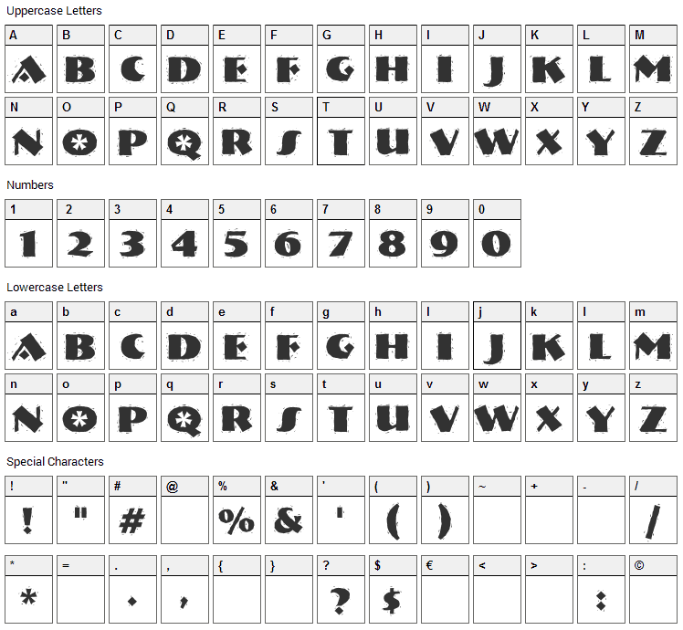 Nervouz Reich Font Character Map