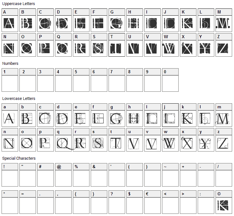 Neudoerffer Scribble Quality Font Character Map