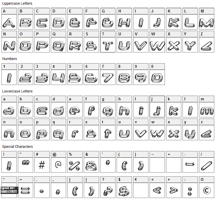 Neurochrome Font Character Map