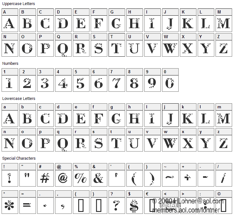 Neurotoxin Font Character Map