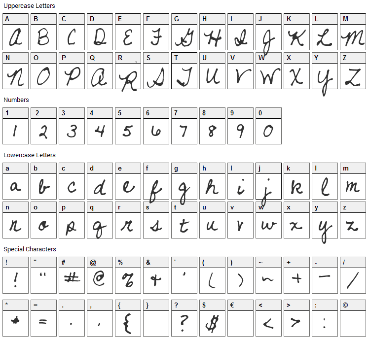 Never Let Go Font Character Map