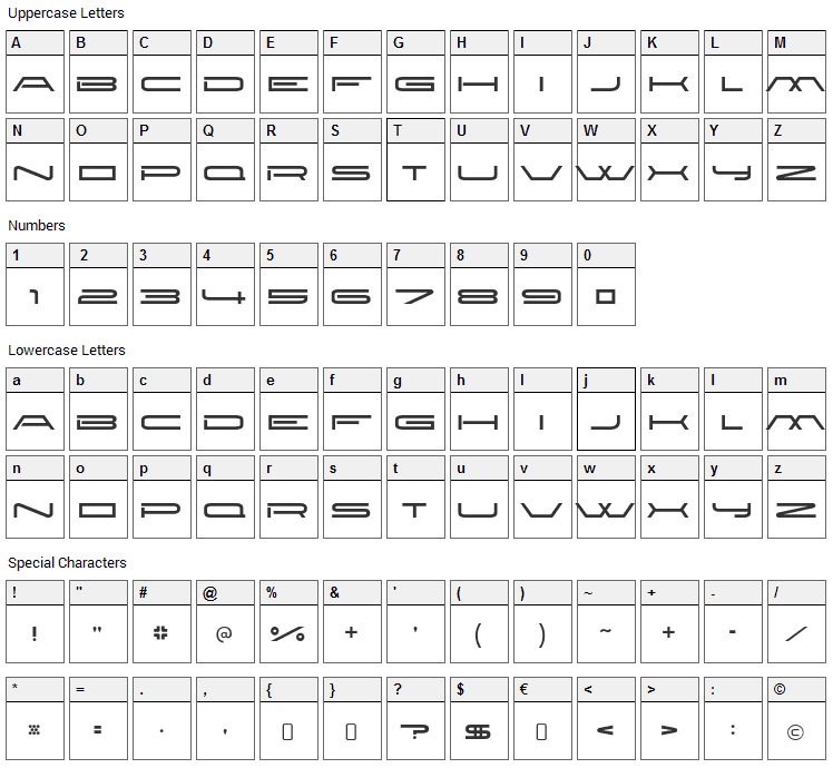 New Brilliant Font Character Map