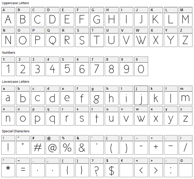 New Cicle Font Character Map