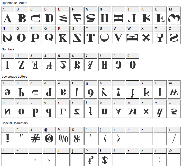 New Kind Of English Font Character Map