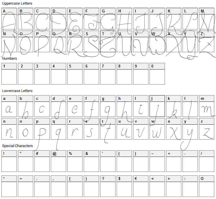 New Spirit Font Character Map