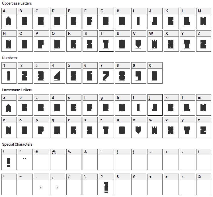 New Wave 2009 Font Character Map