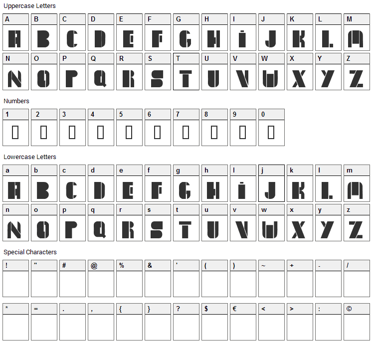 New York Sanj Font Character Map